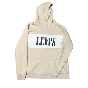 Levi’s Vintage Style Pullover Hoodie Cream Logo Men’s Large